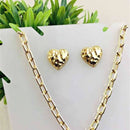 Conjunto Orgânico Colar e Brincos Banhado a Ouro 18K