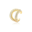 Piercing Fake Duplo Cravejado Banhado a Ouro 18K