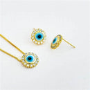 Conjunto Olho Grego Colar e Brincos Banhado a Ouro 18K