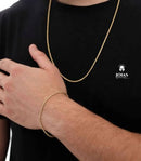 Kit Corrente e Pulseira Cordão Baiano 5 mm Banhado a Ouro 18K