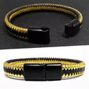 Pulseira Masculina Couro Preto com Fecho Dourado
