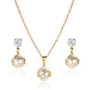 Conjunto Pérola Colar e Brincos Banhado a Ouro 18K