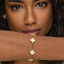 Pulseira Trevo Cravejado Banhada a Ouro 18K