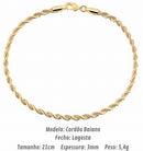 Pulseira Cordão Baiano 5 mm Banhada a Ouro 18K 21 cm