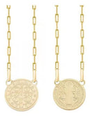 Escapulário Masculino São Bento Banhado a Ouro 18K