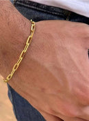 Pulseira Masculina Elos Retangulares Banhada a Ouro 18K